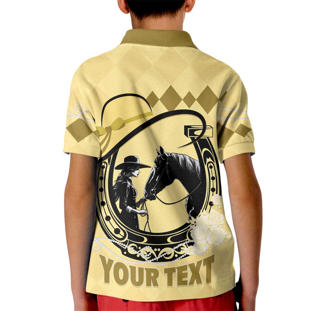 Personalized Kentucky Horse Racing Kid Polo Shirt Beauty and The Horse Yellow Version LT01