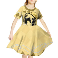 Personalized Kentucky Horse Racing Kid Short Sleeve Dress Beauty and The Horse Yellow Version LT01