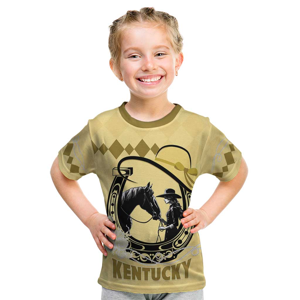 Personalized Kentucky Horse Racing Kid T Shirt Beauty and The Horse Yellow Version LT01