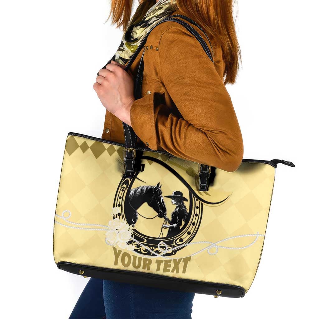 Personalized Kentucky Horse Racing Leather Tote Bag Beauty and The Horse Yellow Version LT01