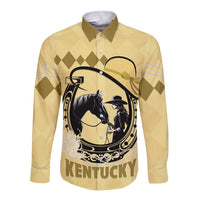 Personalized Kentucky Horse Racing Long Sleeve Button Shirt Beauty and The Horse Yellow Version LT01