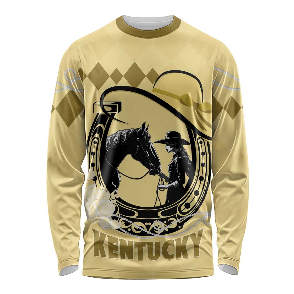 Personalized Kentucky Horse Racing Long Sleeve Shirt Beauty and The Horse Yellow Version LT01