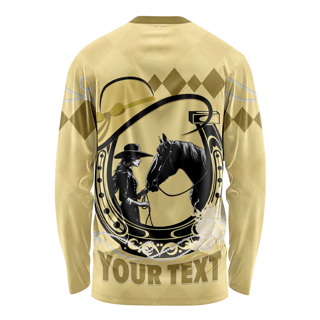 Personalized Kentucky Horse Racing Long Sleeve Shirt Beauty and The Horse Yellow Version LT01