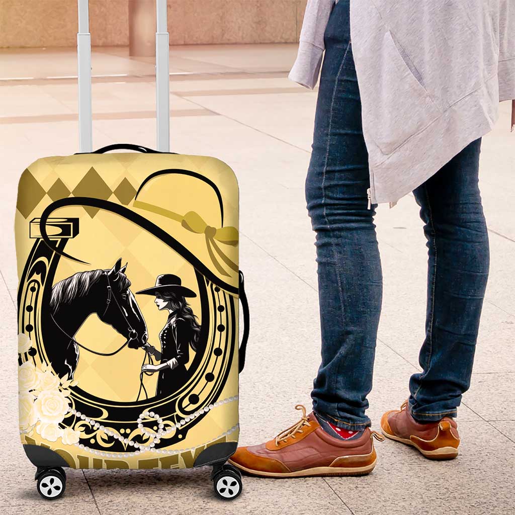 Personalized Kentucky Horse Racing Luggage Cover Beauty and The Horse Yellow Version LT01