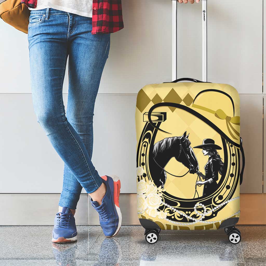 Personalized Kentucky Horse Racing Luggage Cover Beauty and The Horse Yellow Version LT01