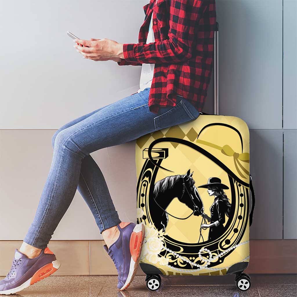 Personalized Kentucky Horse Racing Luggage Cover Beauty and The Horse Yellow Version LT01