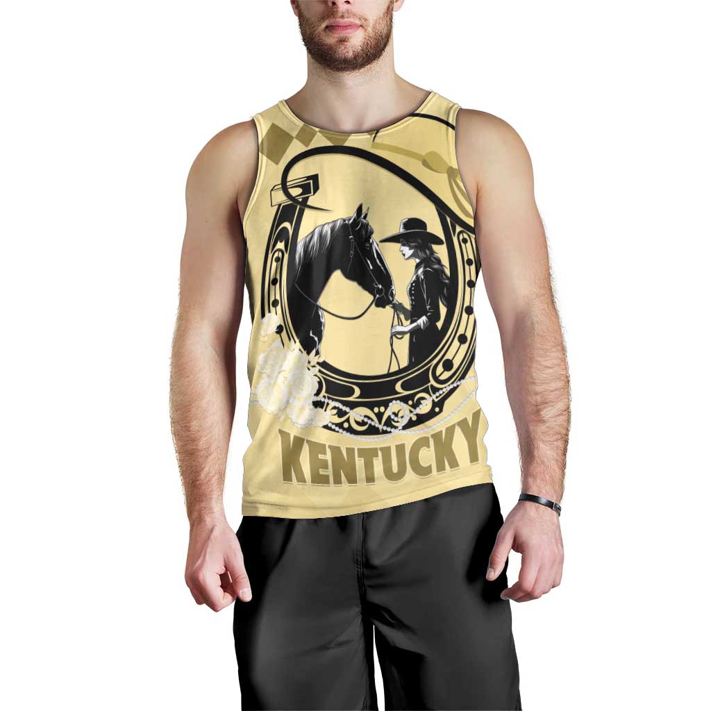 Personalized Kentucky Horse Racing Men Tank Top Beauty and The Horse Yellow Version LT01