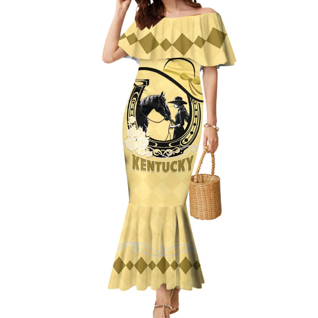 Personalized Kentucky Horse Racing Mermaid Dress Beauty and The Horse Yellow Version LT01