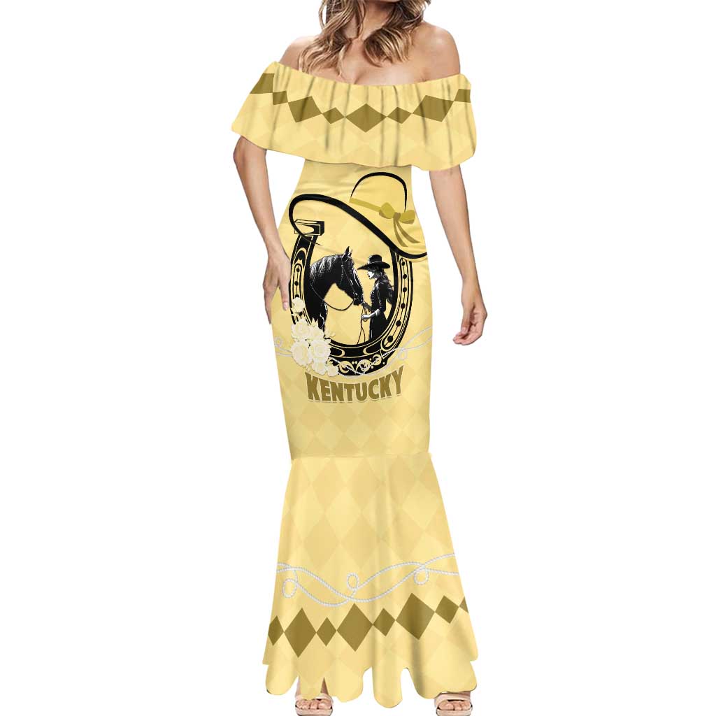 Personalized Kentucky Horse Racing Mermaid Dress Beauty and The Horse Yellow Version LT01