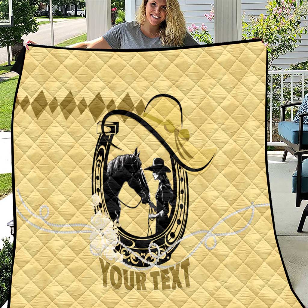 Personalized Kentucky Horse Racing Quilt Beauty and The Horse Yellow Version LT01