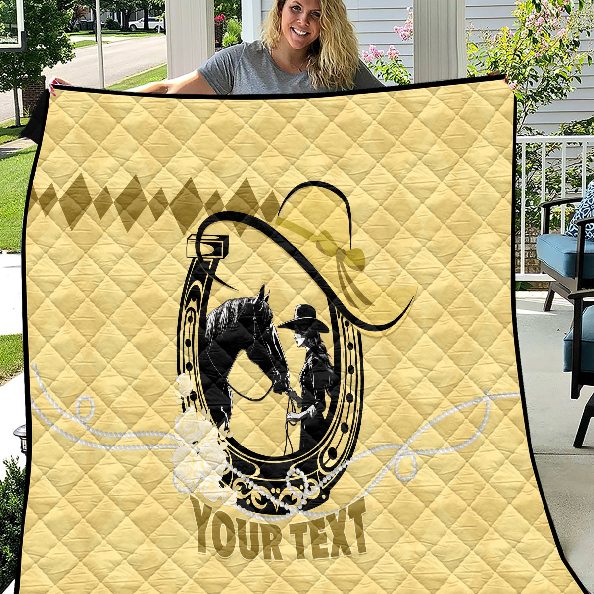 Personalized Kentucky Horse Racing 2024 Quilt Beauty and The Horse Yellow Version