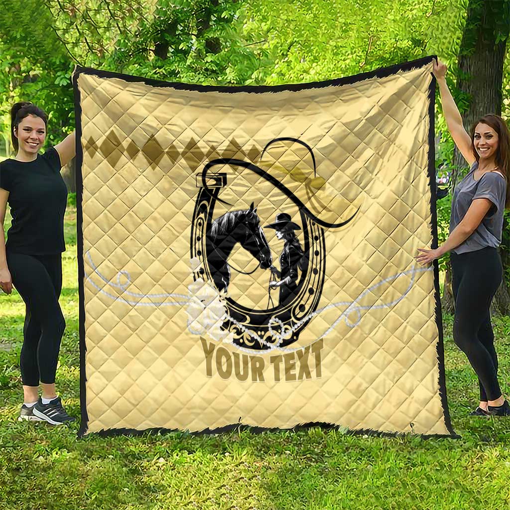 Personalized Kentucky Horse Racing Quilt Beauty and The Horse Yellow Version LT01