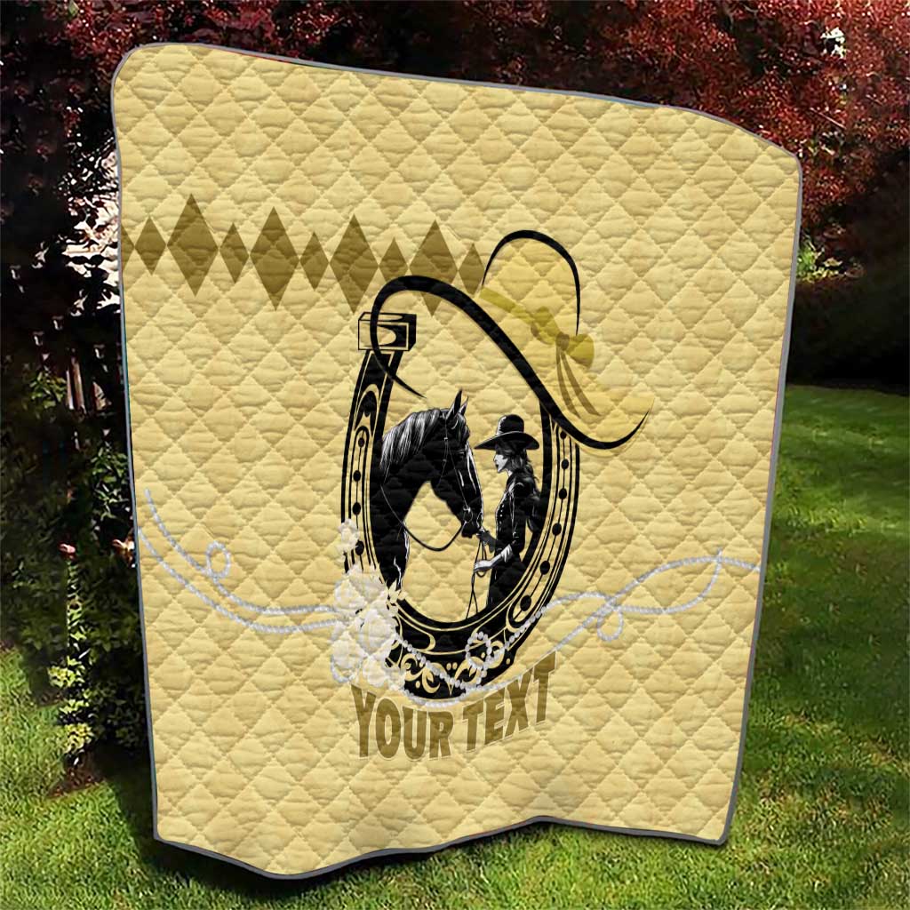 Personalized Kentucky Horse Racing Quilt Beauty and The Horse Yellow Version LT01
