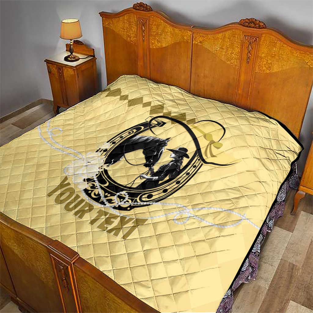 Personalized Kentucky Horse Racing Quilt Beauty and The Horse Yellow Version LT01