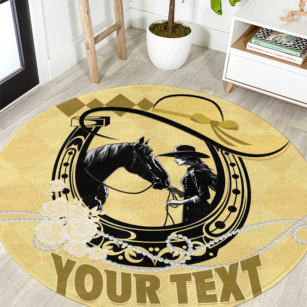 Personalized Kentucky Horse Racing Round Carpet Beauty and The Horse Yellow Version LT01