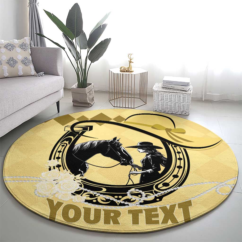 Personalized Kentucky Horse Racing Round Carpet Beauty and The Horse Yellow Version LT01