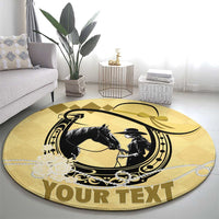 Personalized Kentucky Horse Racing Round Carpet Beauty and The Horse Yellow Version LT01