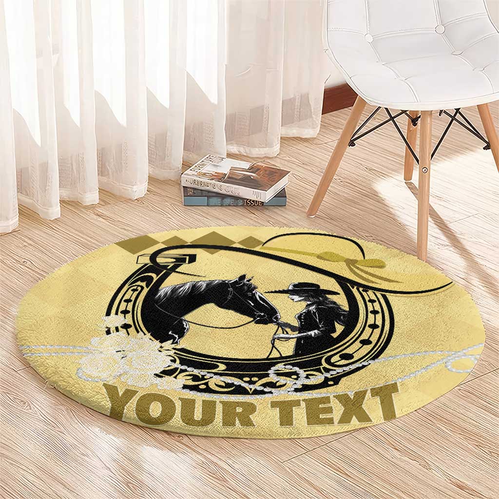 Personalized Kentucky Horse Racing Round Carpet Beauty and The Horse Yellow Version LT01