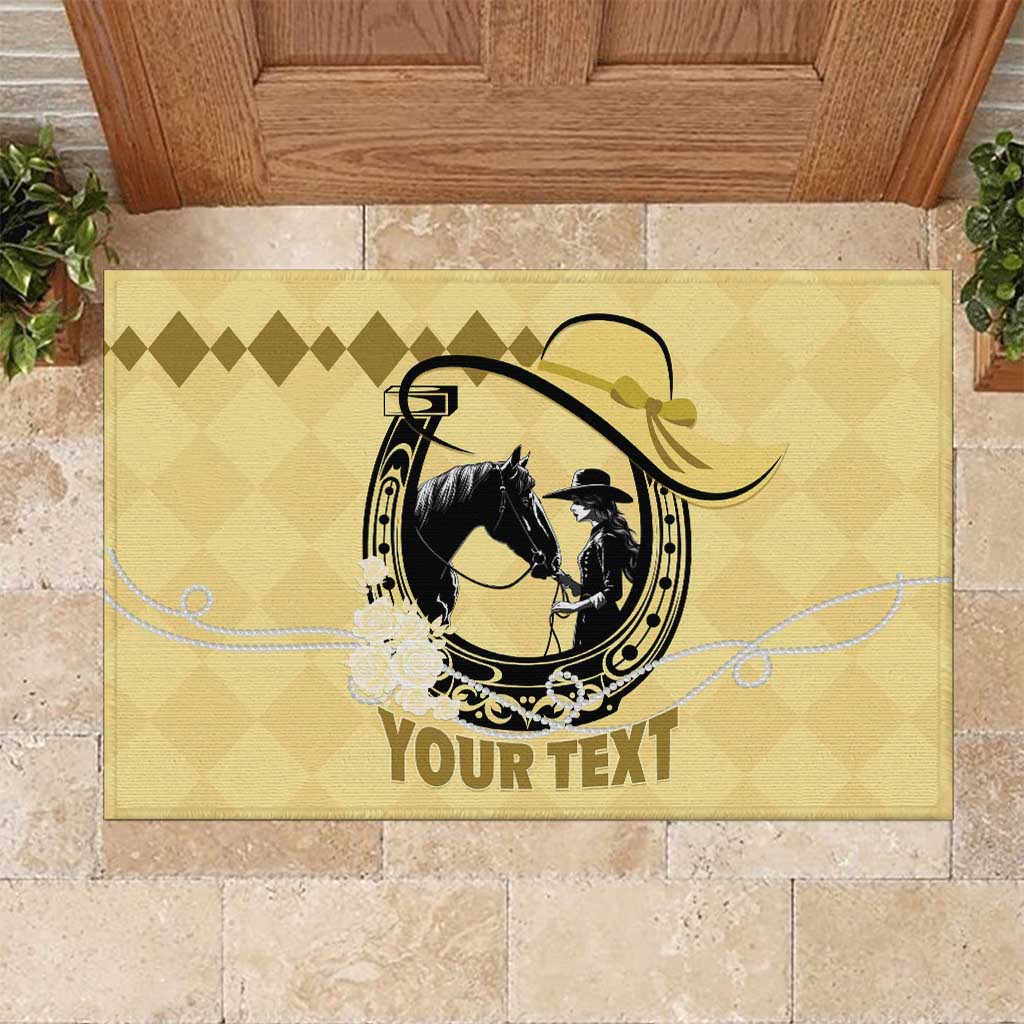 Personalized Kentucky Horse Racing Rubber Doormat Beauty and The Horse Yellow Version LT01