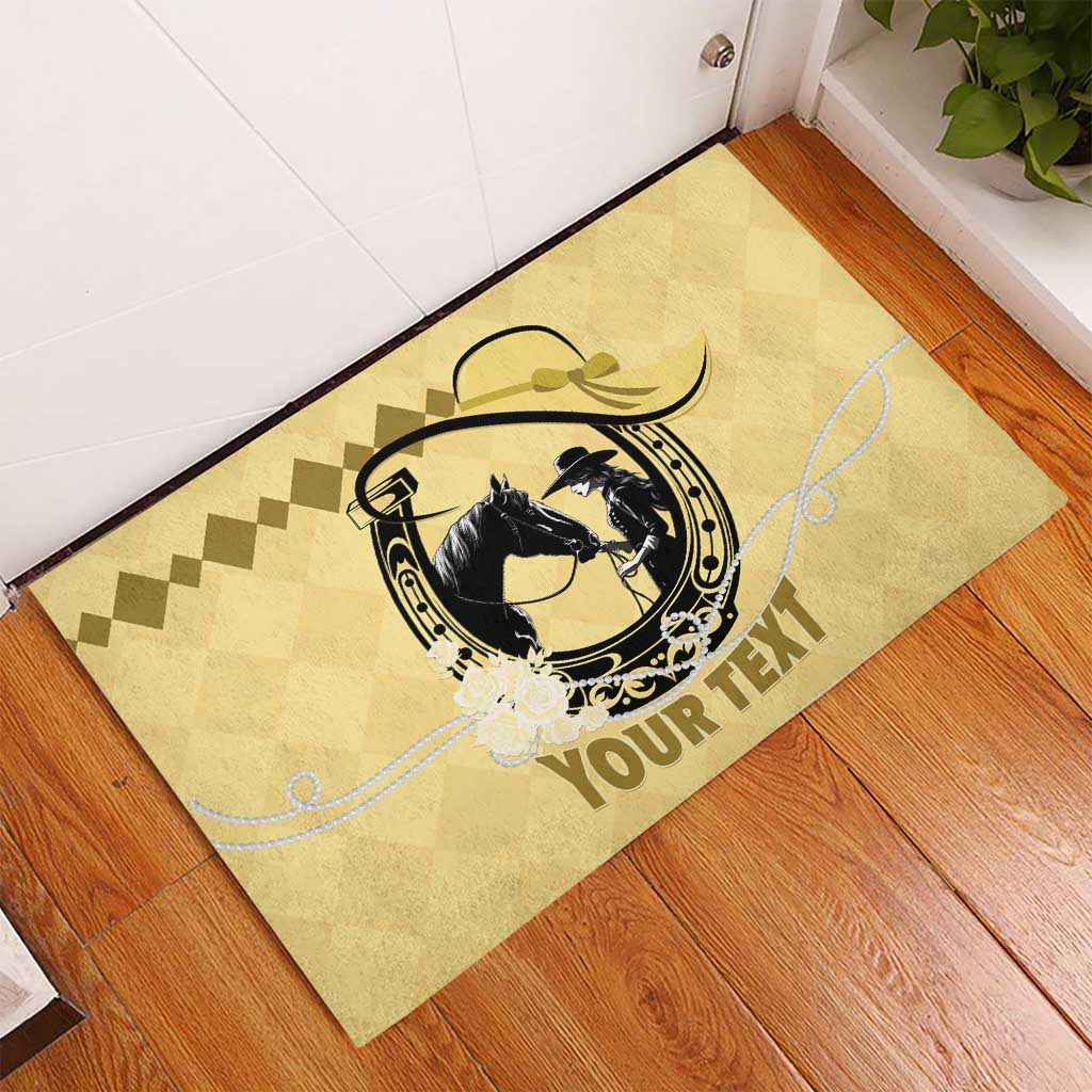 Personalized Kentucky Horse Racing Rubber Doormat Beauty and The Horse Yellow Version LT01