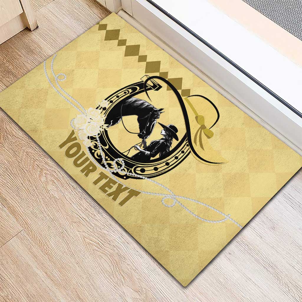 Personalized Kentucky Horse Racing Rubber Doormat Beauty and The Horse Yellow Version LT01