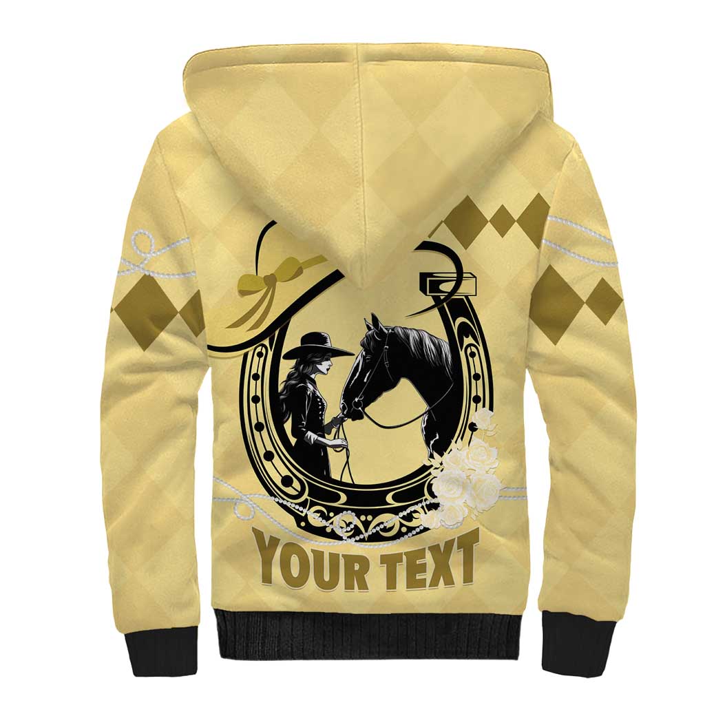 Personalized Kentucky Horse Racing Sherpa Hoodie Beauty and The Horse Yellow Version LT01