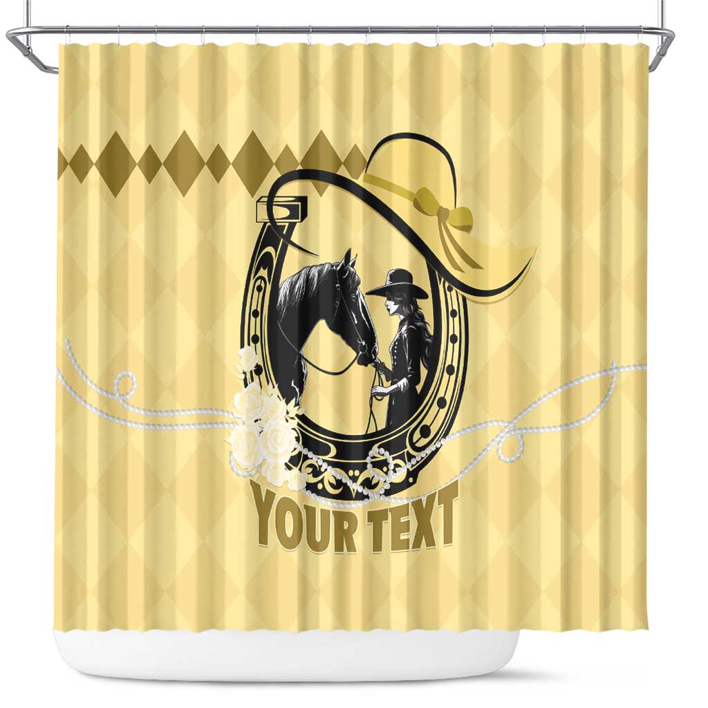 Personalized Kentucky Horse Racing Shower Curtain Beauty and The Horse Yellow Version LT01