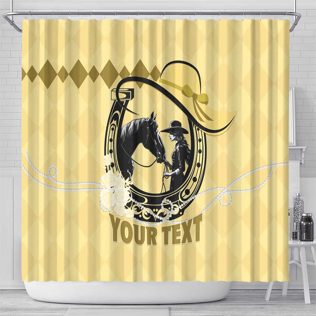 Personalized Kentucky Horse Racing Shower Curtain Beauty and The Horse Yellow Version LT01