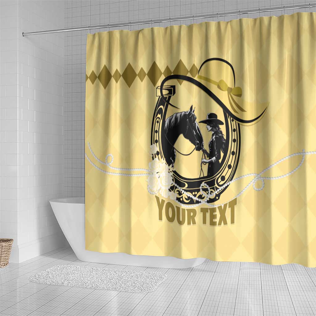 Personalized Kentucky Horse Racing Shower Curtain Beauty and The Horse Yellow Version LT01