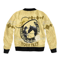 Personalized Kentucky Horse Racing Sleeve Zip Bomber Jacket Beauty and The Horse Yellow Version LT01