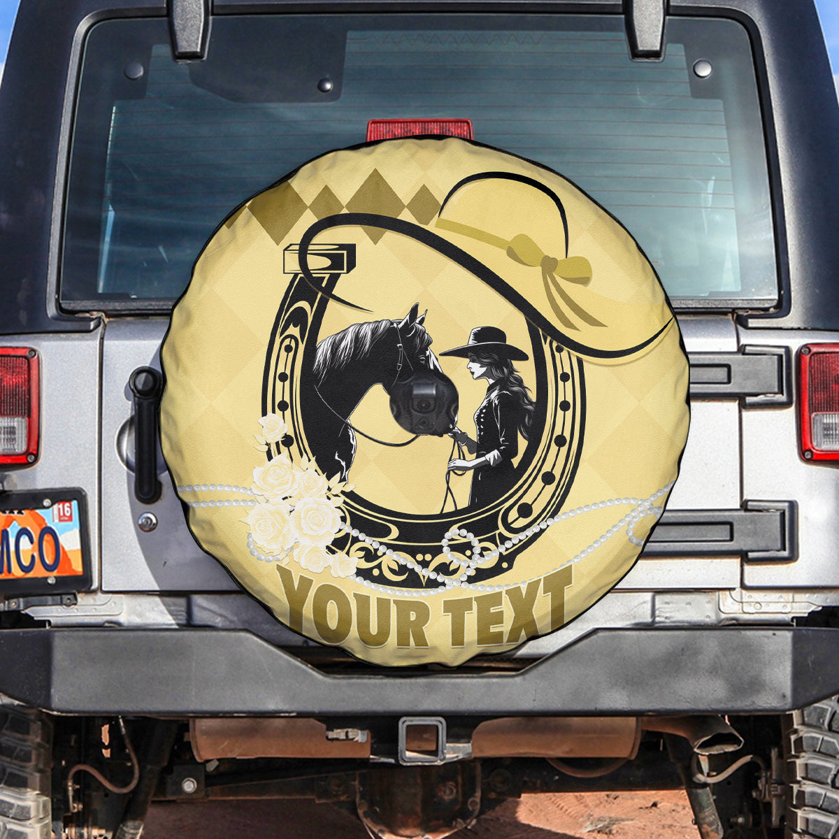 Personalized Kentucky Horse Racing 2024 Spare Tire Cover Beauty and The Horse Yellow Version