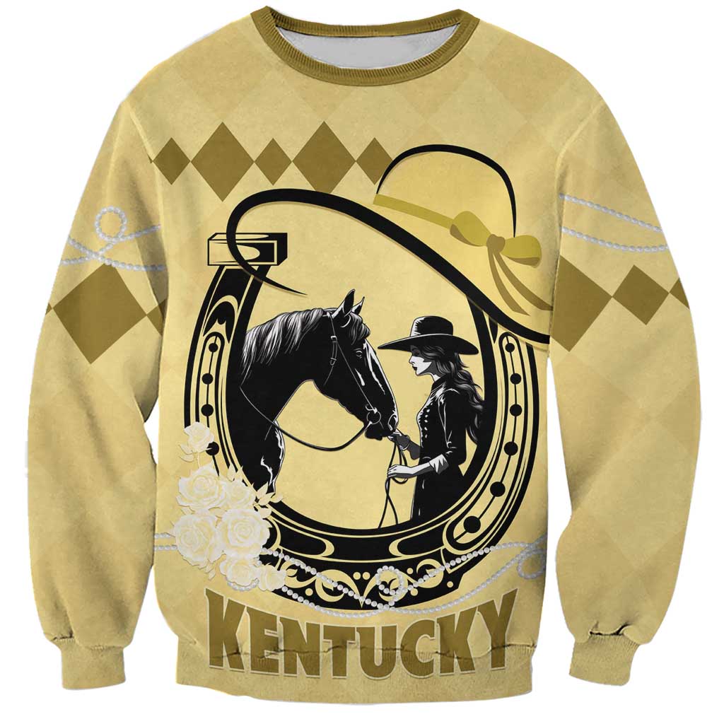 Personalized Kentucky Horse Racing Sweatshirt Beauty and The Horse Yellow Version LT01