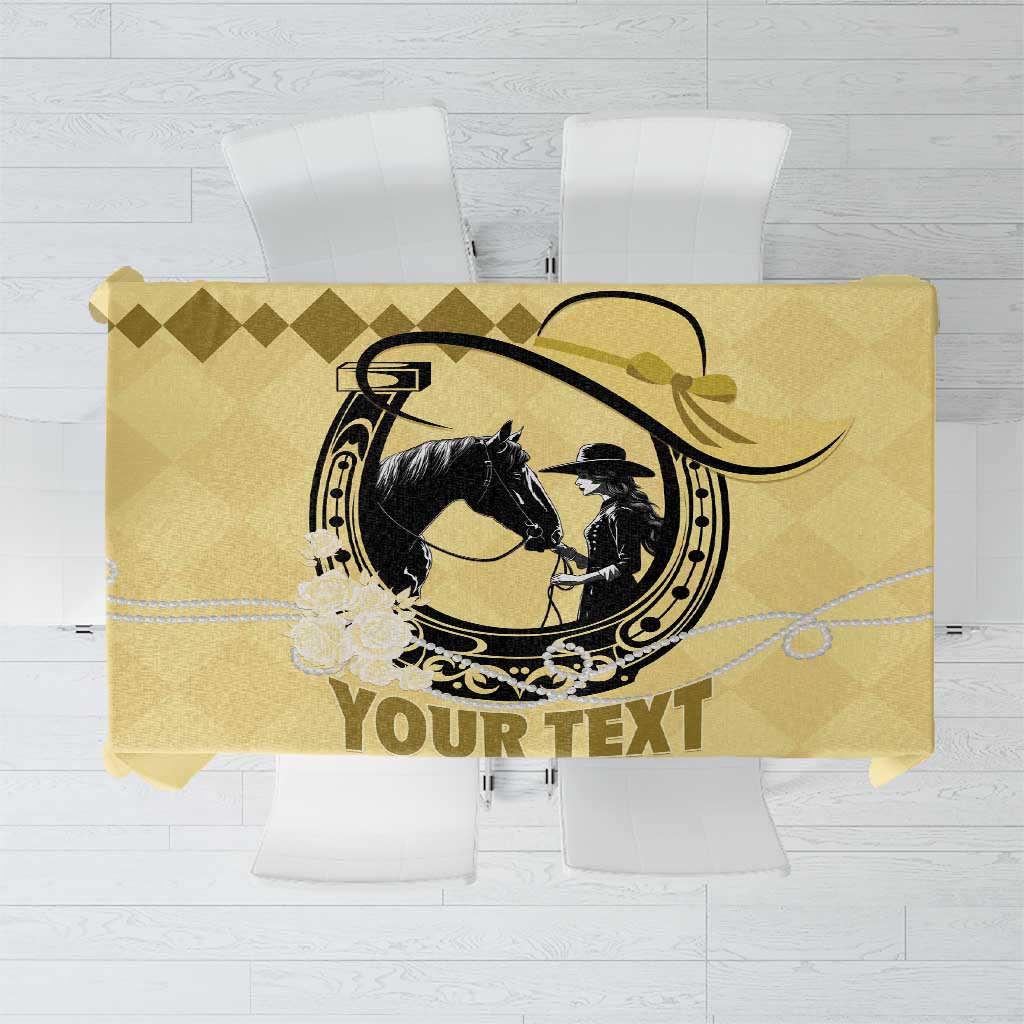 Personalized Kentucky Horse Racing Tablecloth Beauty and The Horse Yellow Version LT01