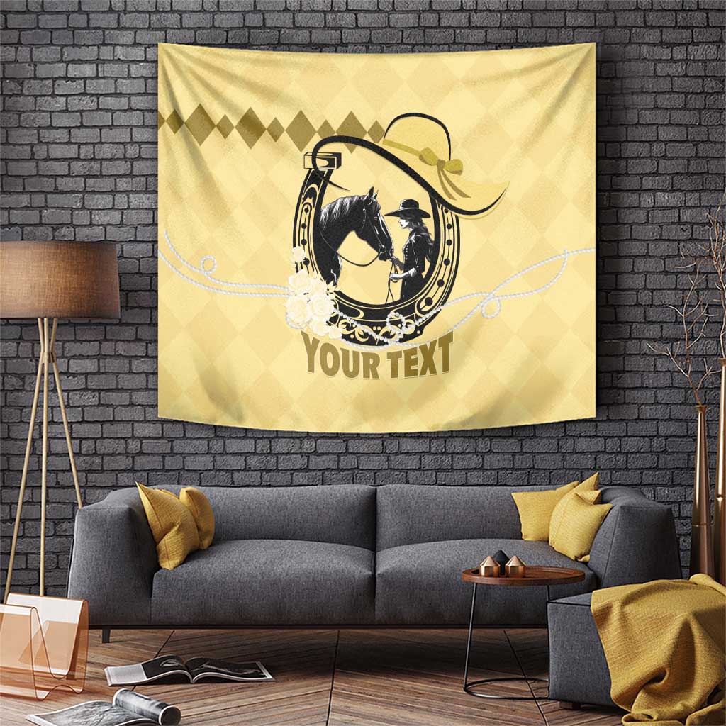 Personalized Kentucky Horse Racing Tapestry Beauty and The Horse Yellow Version LT01