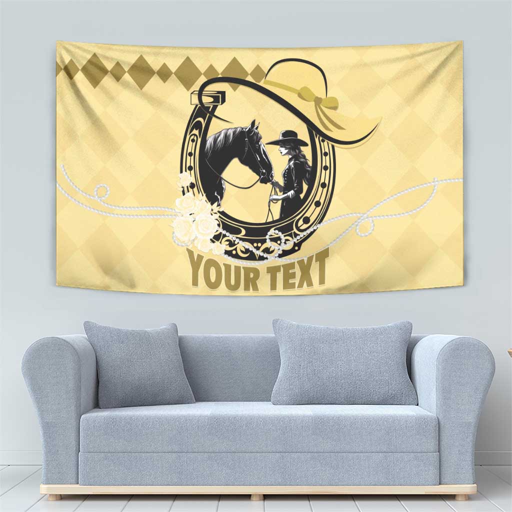 Personalized Kentucky Horse Racing Tapestry Beauty and The Horse Yellow Version LT01