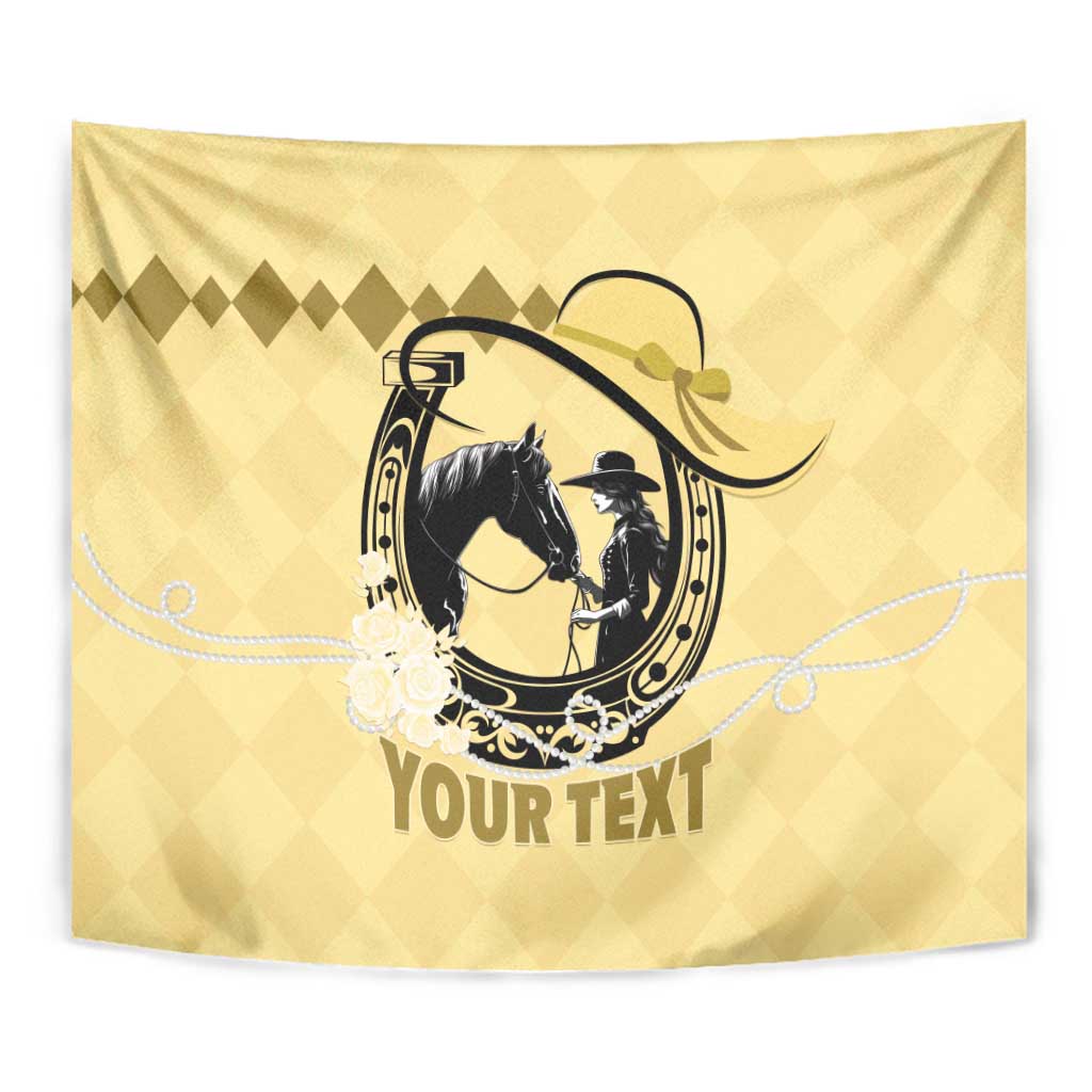 Personalized Kentucky Horse Racing Tapestry Beauty and The Horse Yellow Version LT01