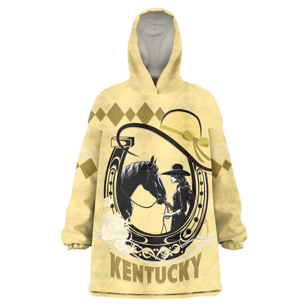 Personalized Kentucky Horse Racing 2024 Wearable Blanket Hoodie Beauty and The Horse Yellow Version