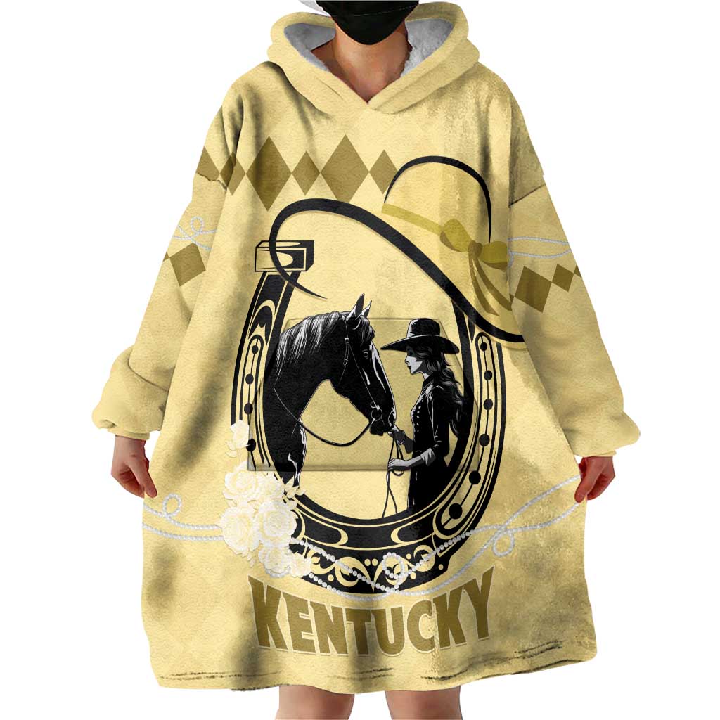 Personalized Kentucky Horse Racing Wearable Blanket Hoodie Beauty and The Horse Yellow Version LT01