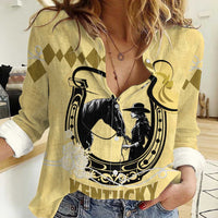 Personalized Kentucky Horse Racing Women Casual Shirt Beauty and The Horse Yellow Version LT01