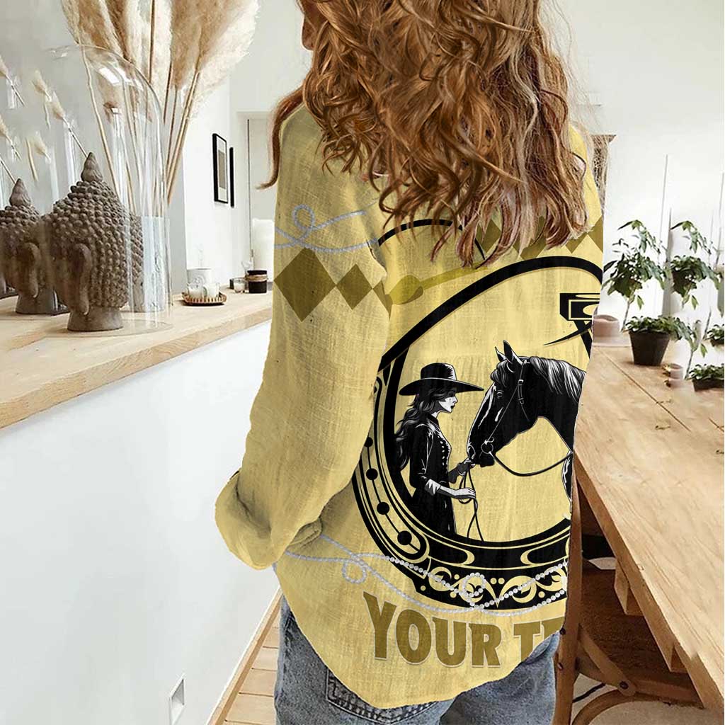 Personalized Kentucky Horse Racing Women Casual Shirt Beauty and The Horse Yellow Version LT01