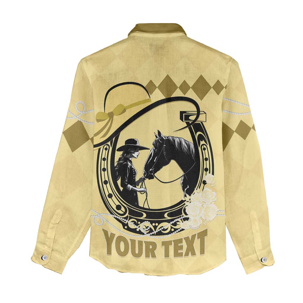 Personalized Kentucky Horse Racing Women Casual Shirt Beauty and The Horse Yellow Version LT01