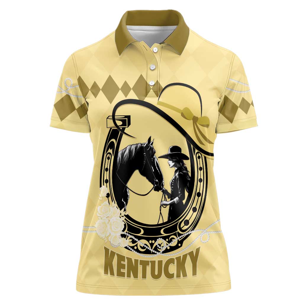 Personalized Kentucky Horse Racing Women Polo Shirt Beauty and The Horse Yellow Version LT01