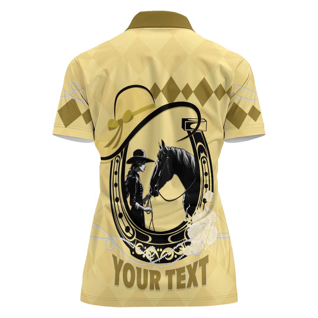 Personalized Kentucky Horse Racing Women Polo Shirt Beauty and The Horse Yellow Version LT01