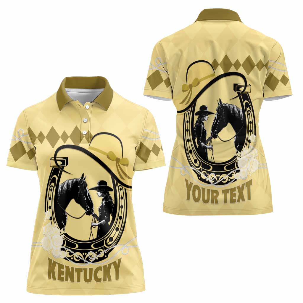 Personalized Kentucky Horse Racing Women Polo Shirt Beauty and The Horse Yellow Version LT01