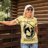 Personalized Kentucky Horse Racing Women Polo Shirt Beauty and The Horse Yellow Version LT01