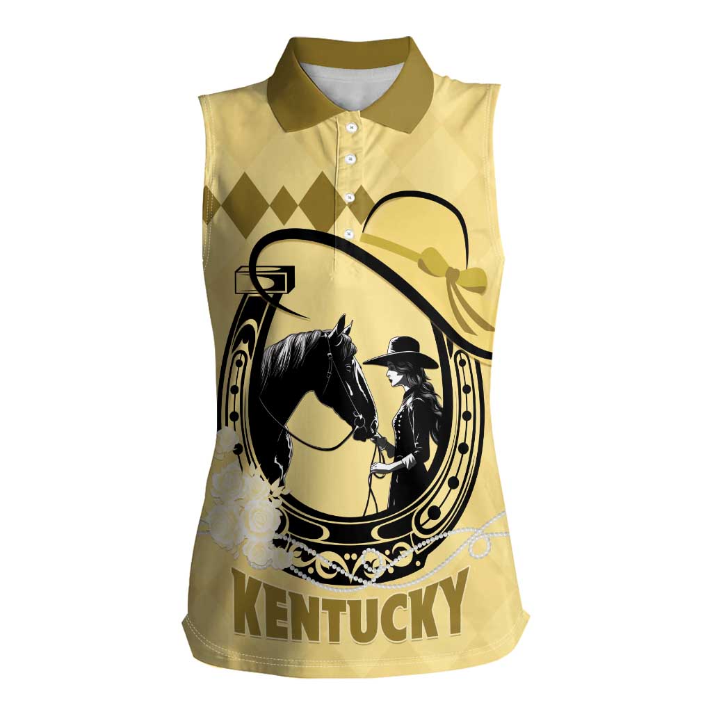 Personalized Kentucky Horse Racing Women Sleeveless Polo Shirt Beauty and The Horse Yellow Version LT01