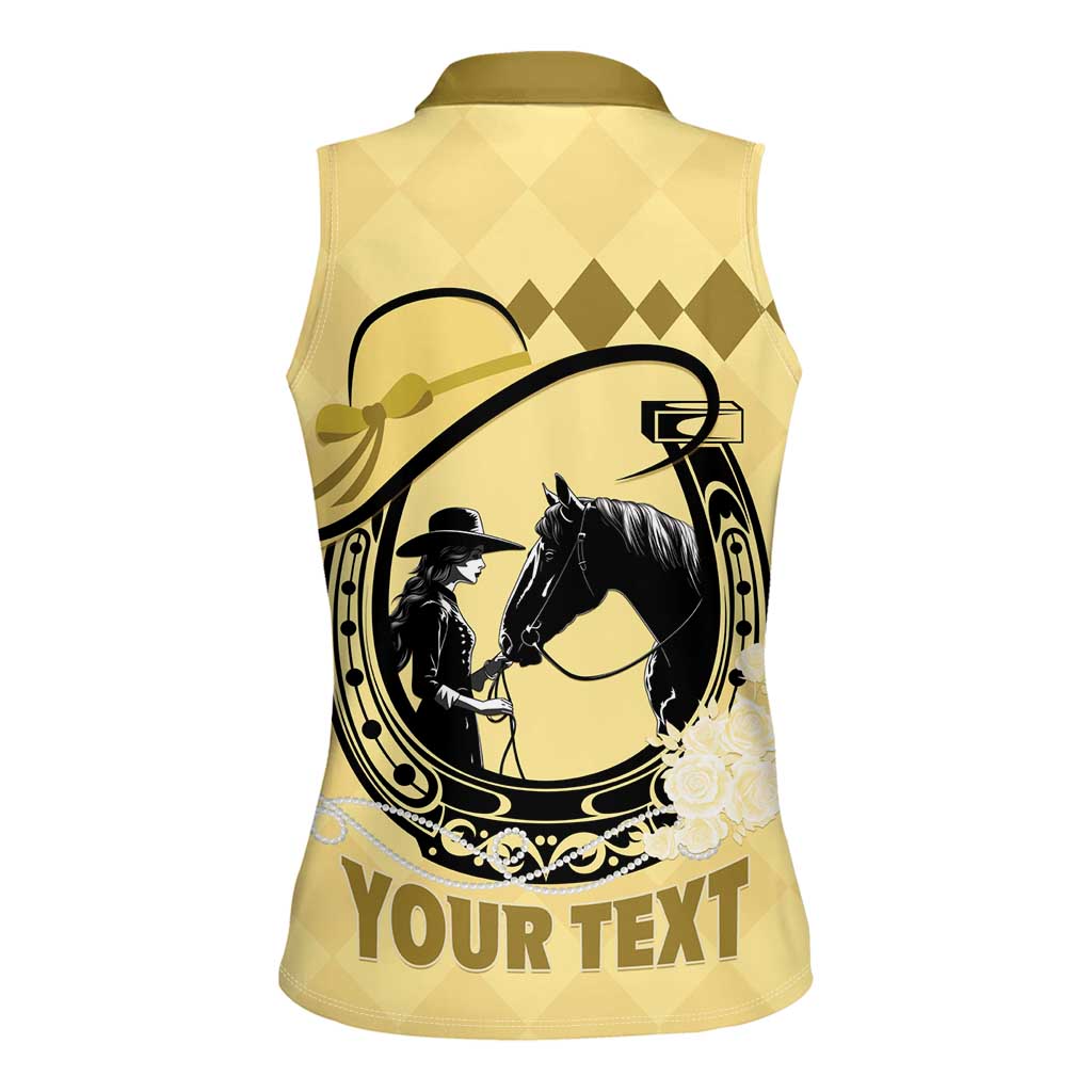 Personalized Kentucky Horse Racing Women Sleeveless Polo Shirt Beauty and The Horse Yellow Version LT01