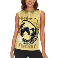 Personalized Kentucky Horse Racing Women Sleeveless Polo Shirt Beauty and The Horse Yellow Version LT01