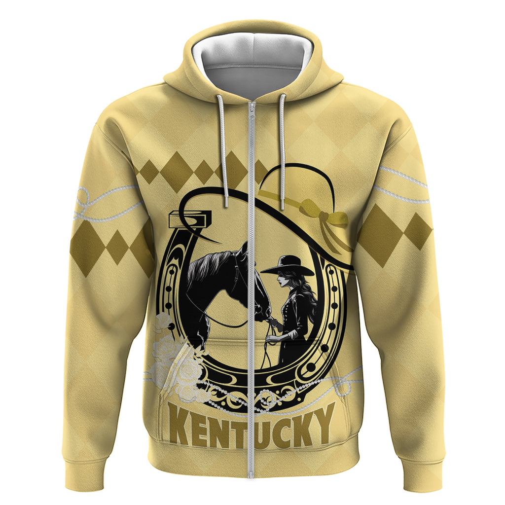 Personalized Kentucky Horse Racing 2024 Zip Hoodie Beauty and The Horse Yellow Version