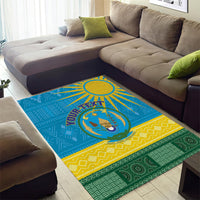 Personalized Rwanda Area Rug Coat of Arms With African Pattern - Wonder Print Shop